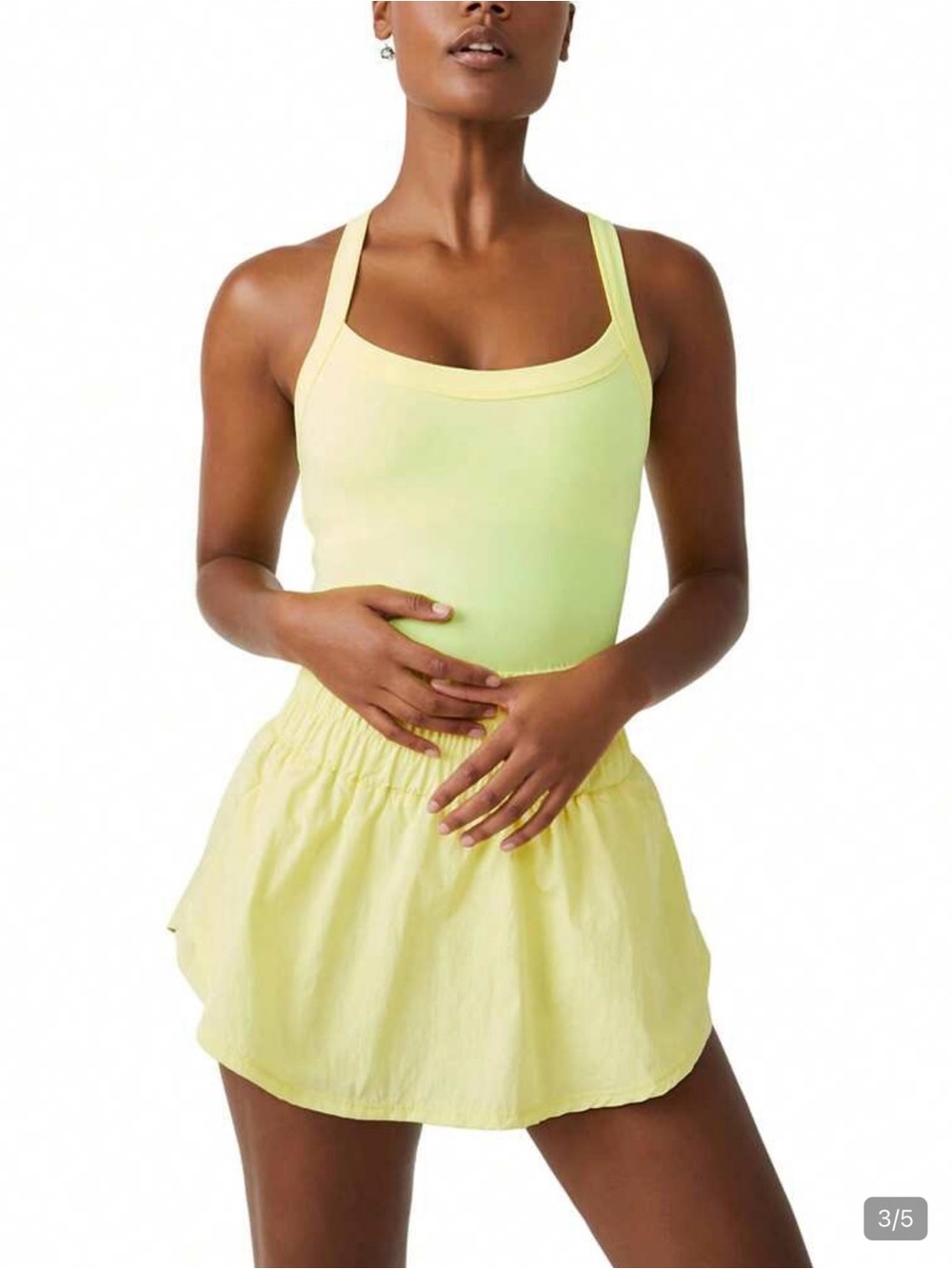 Amazon Light Yellow Bandeau Tank Bodysuit and Skirt Set